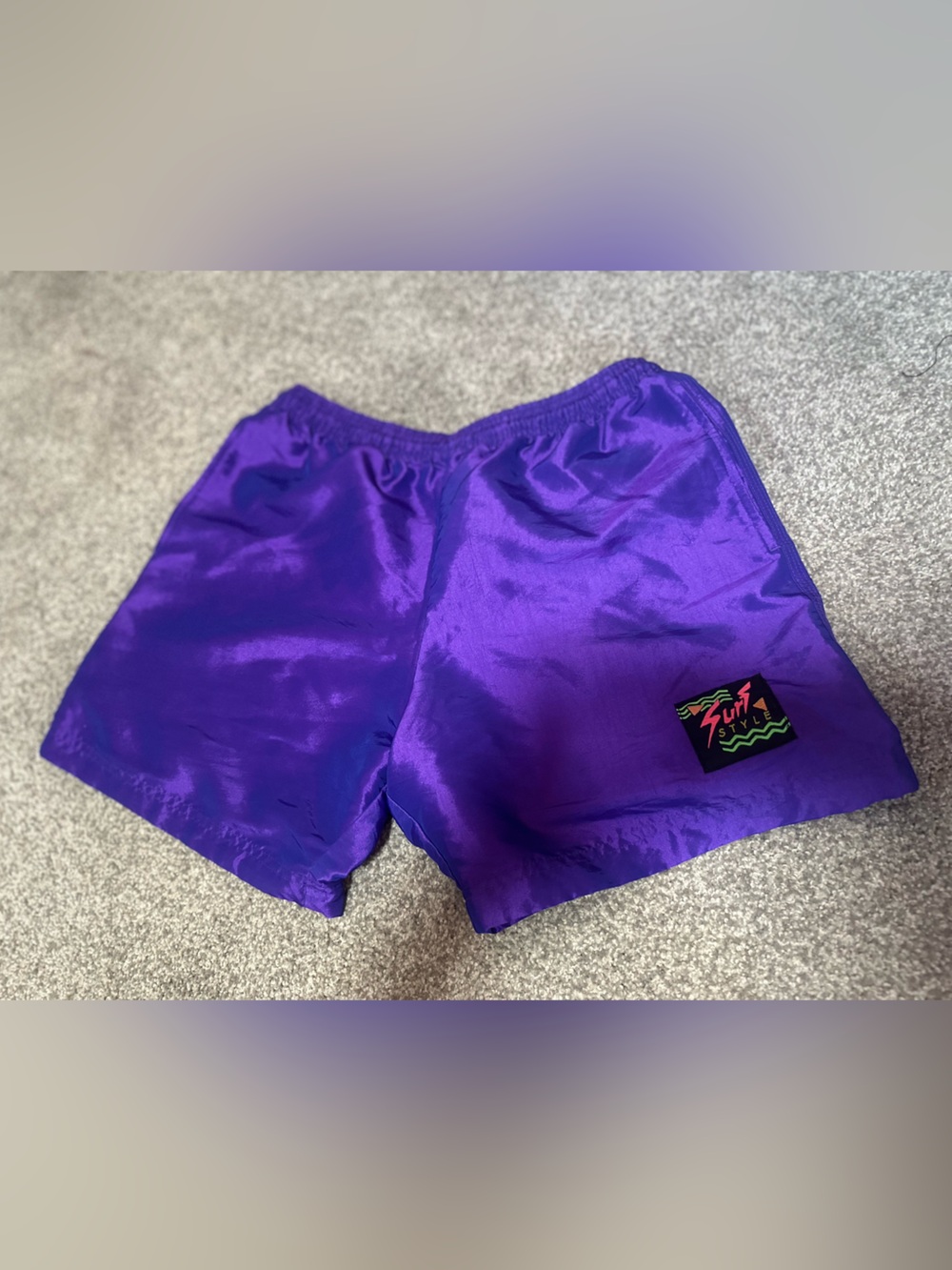 Vintage Sun Style Purple Shiny Athletic Shorts Size Small Excellent Condition